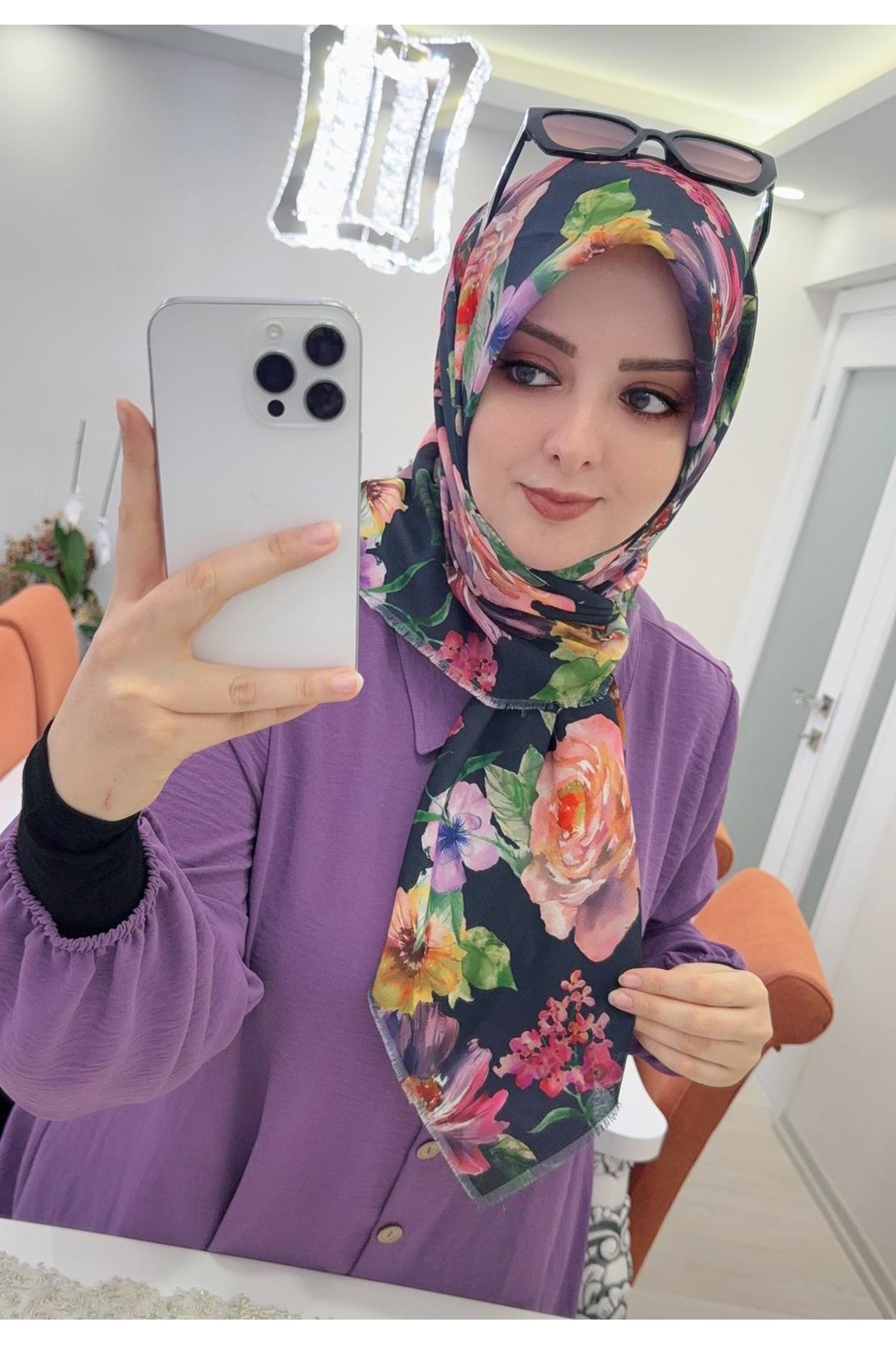Rüya Koton Eşarp Rose Desen
