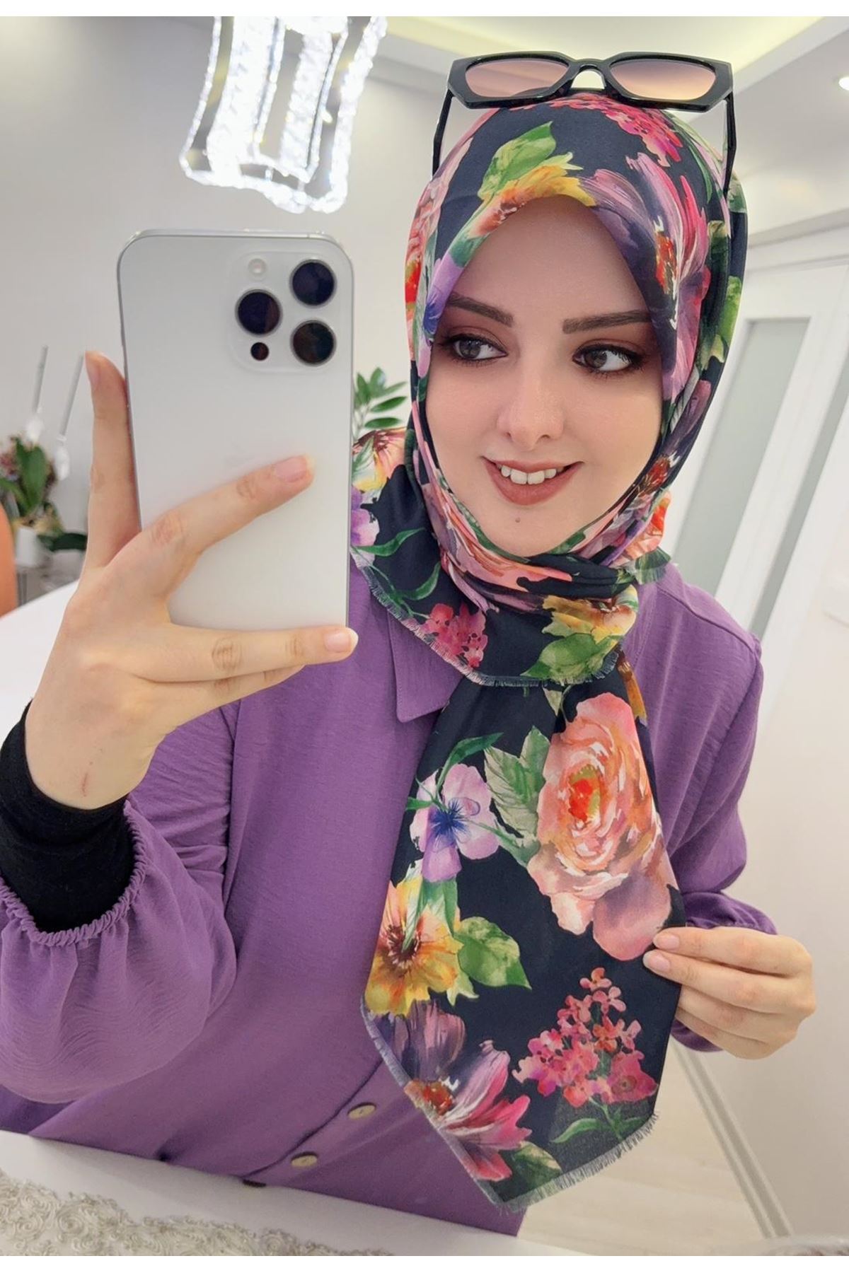 Rüya Koton Eşarp Rose Desen