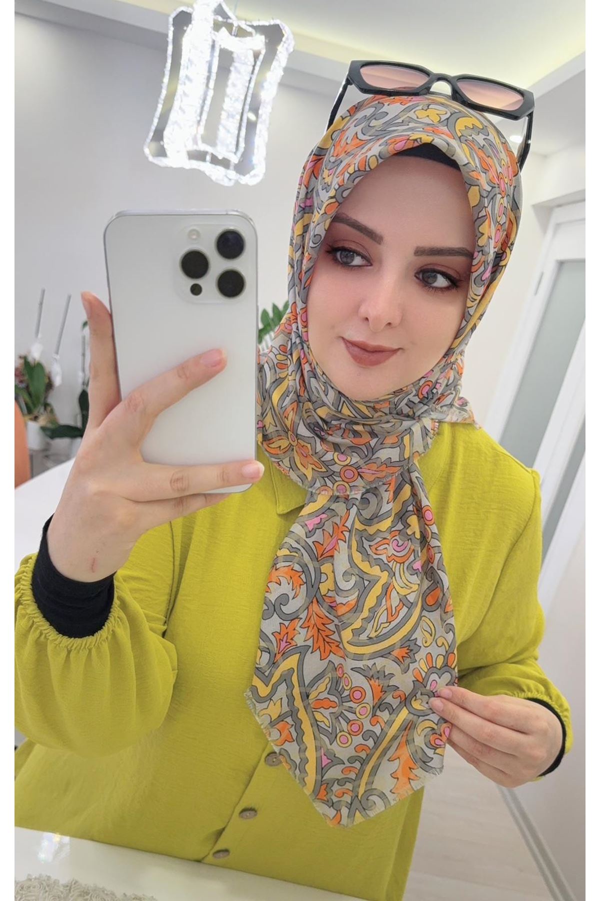 Rüya Koton Eşarp Tribal Desen      