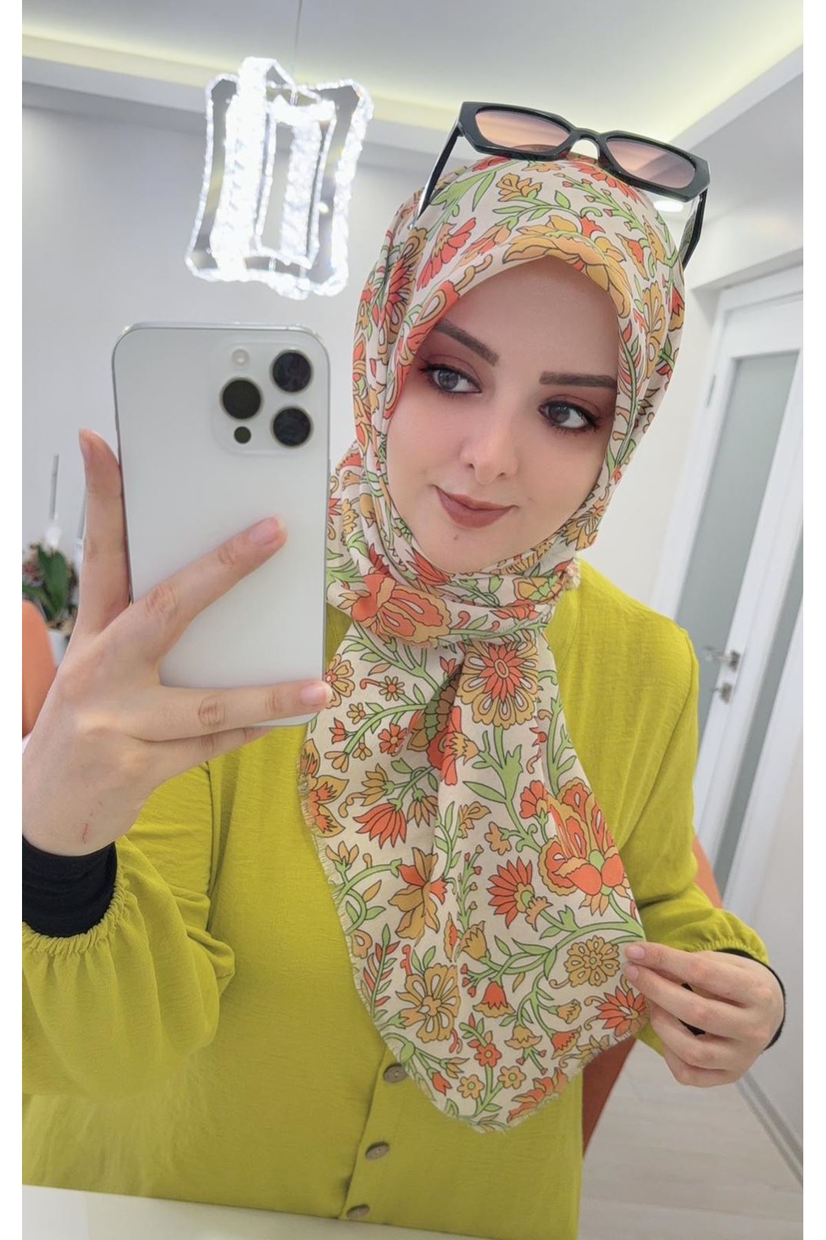 Rüya Koton Eşarp Çiçek Desen