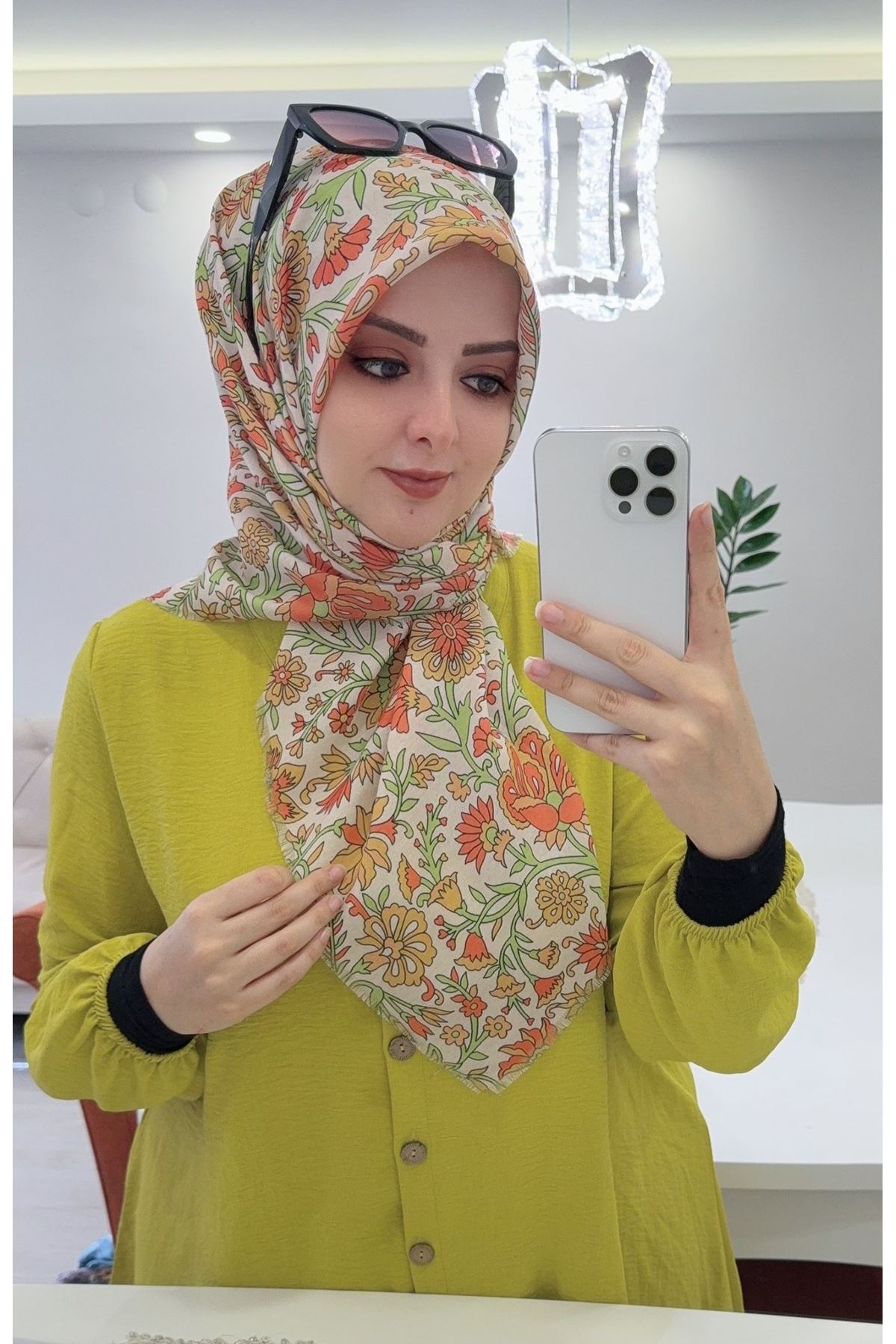 Rüya Koton Eşarp Çiçek Desen