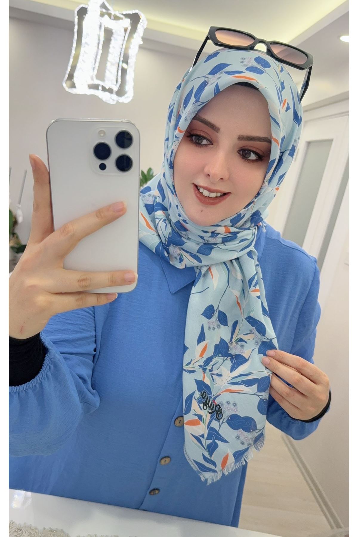 Rüya Koton Eşarp Yaprak Modeli     