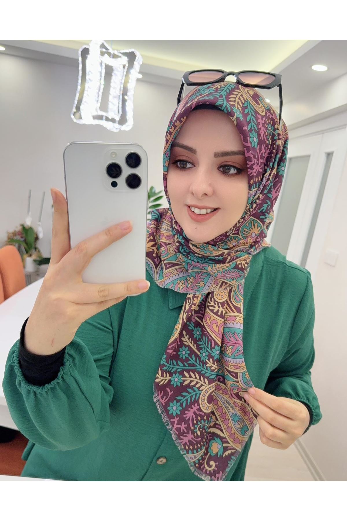 Rüya Koton Eşarp Etnik Liva Desen  