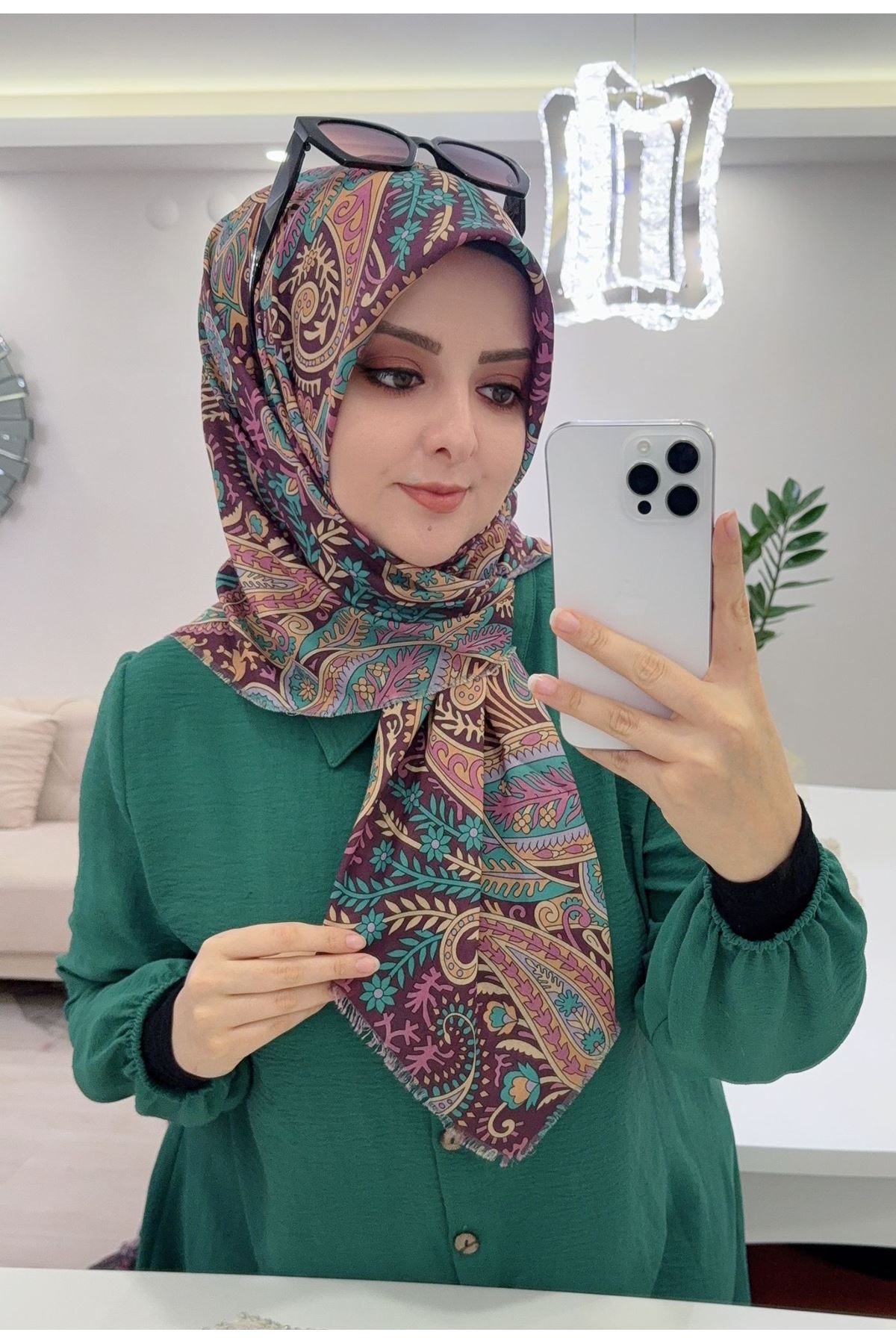 Rüya Koton Eşarp Etnik Liva Desen  