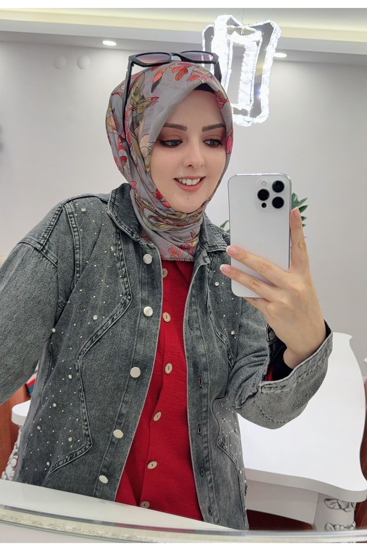 Rüya Koton Eşarp Manolya Çiçeği Modeli   