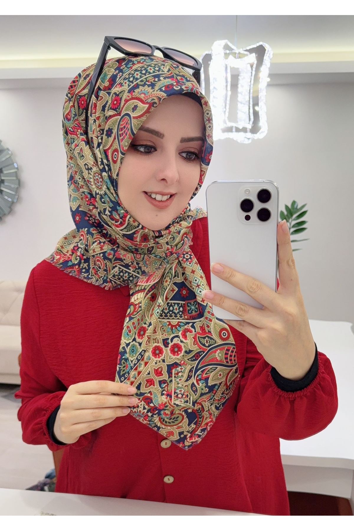 Rüya Koton Eşarp Etnik Zerda Modeli  