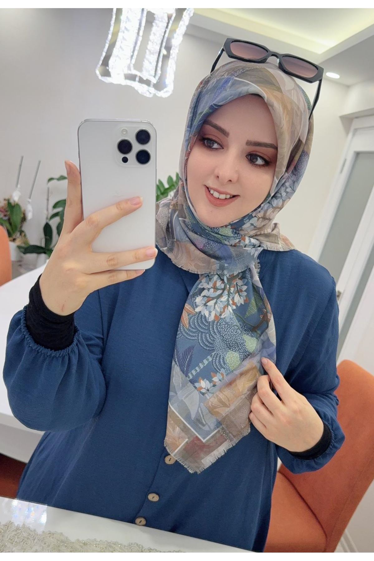 Rüya Koton Eşarp Yaprak Modeli