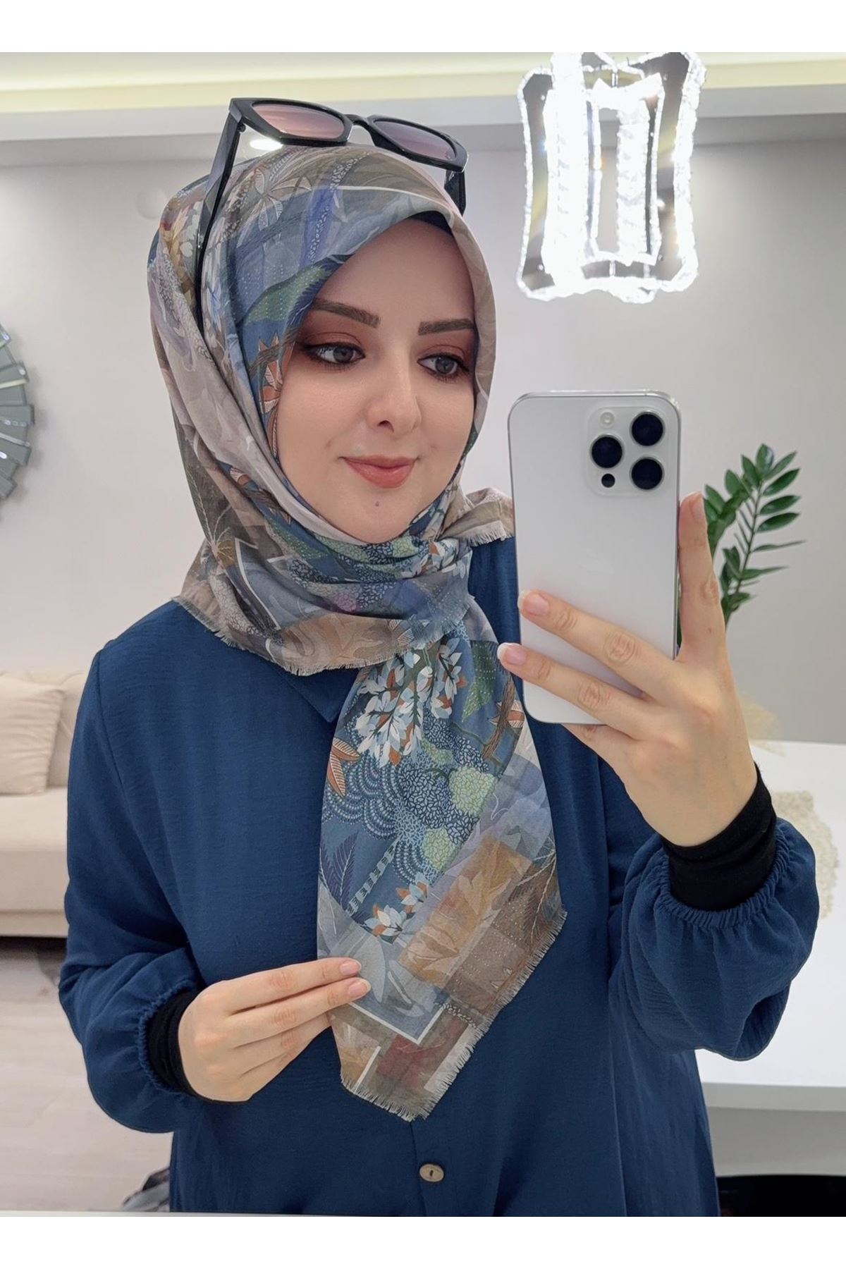 Rüya Koton Eşarp Yaprak Modeli