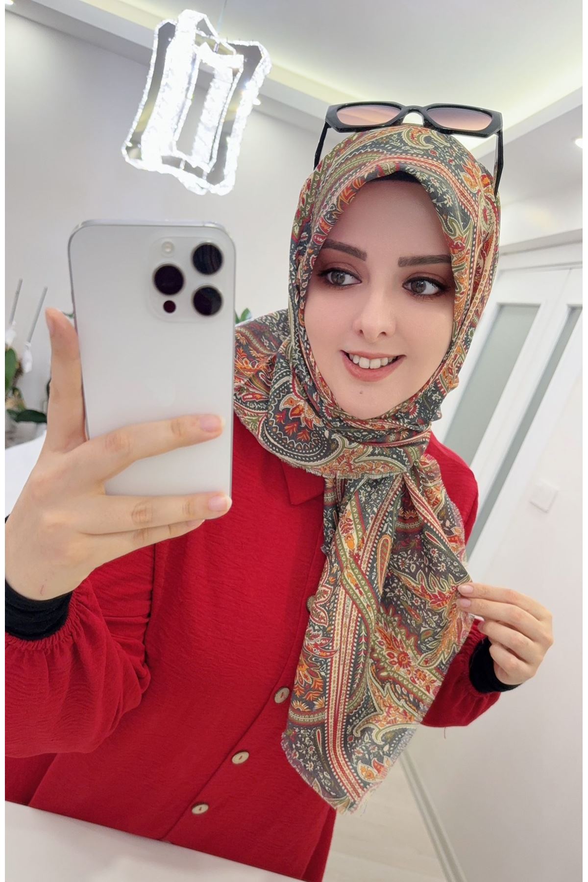 Rüya Koton Eşarp Etnik Desen