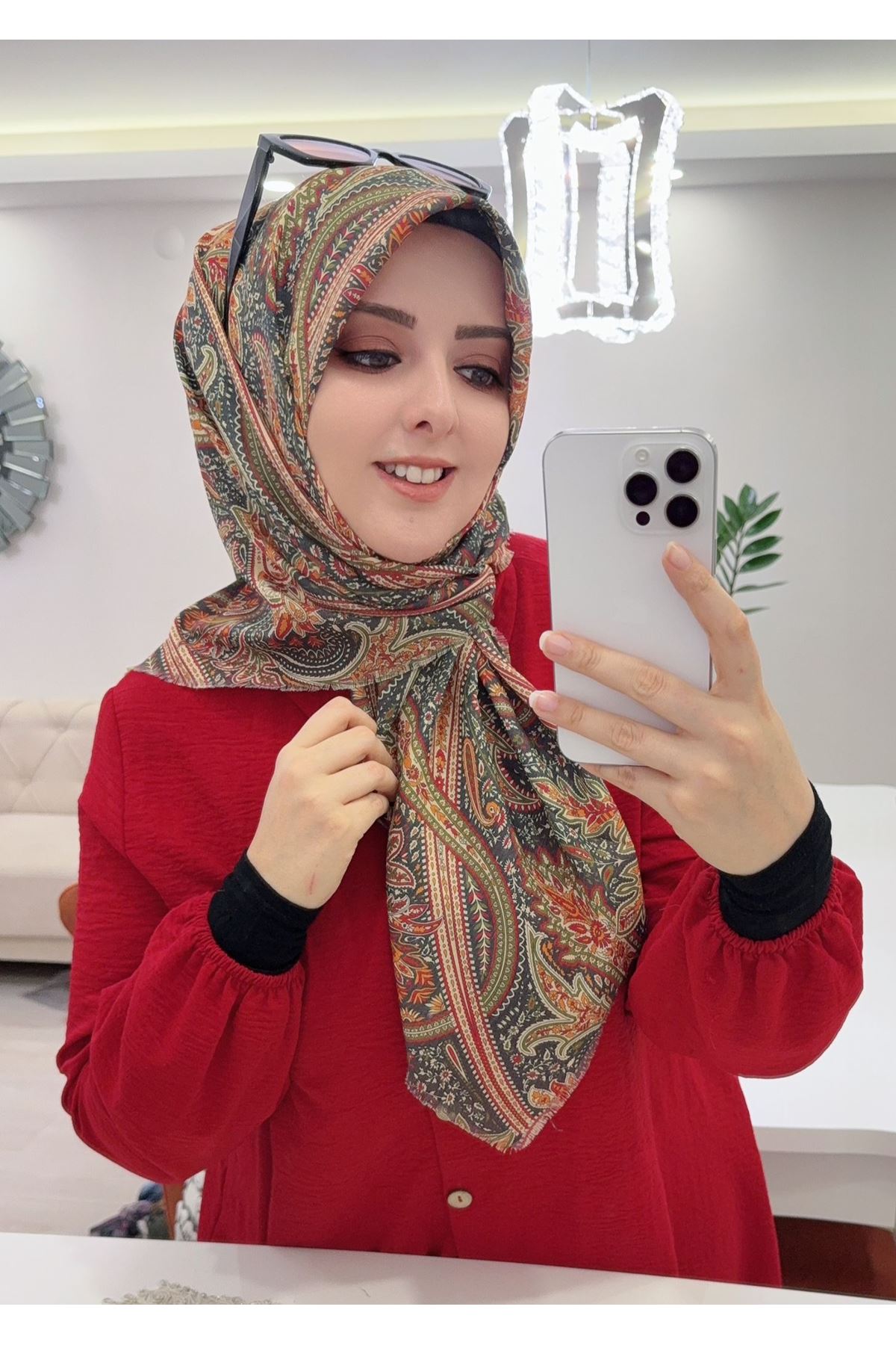 Rüya Koton Eşarp Etnik Desen