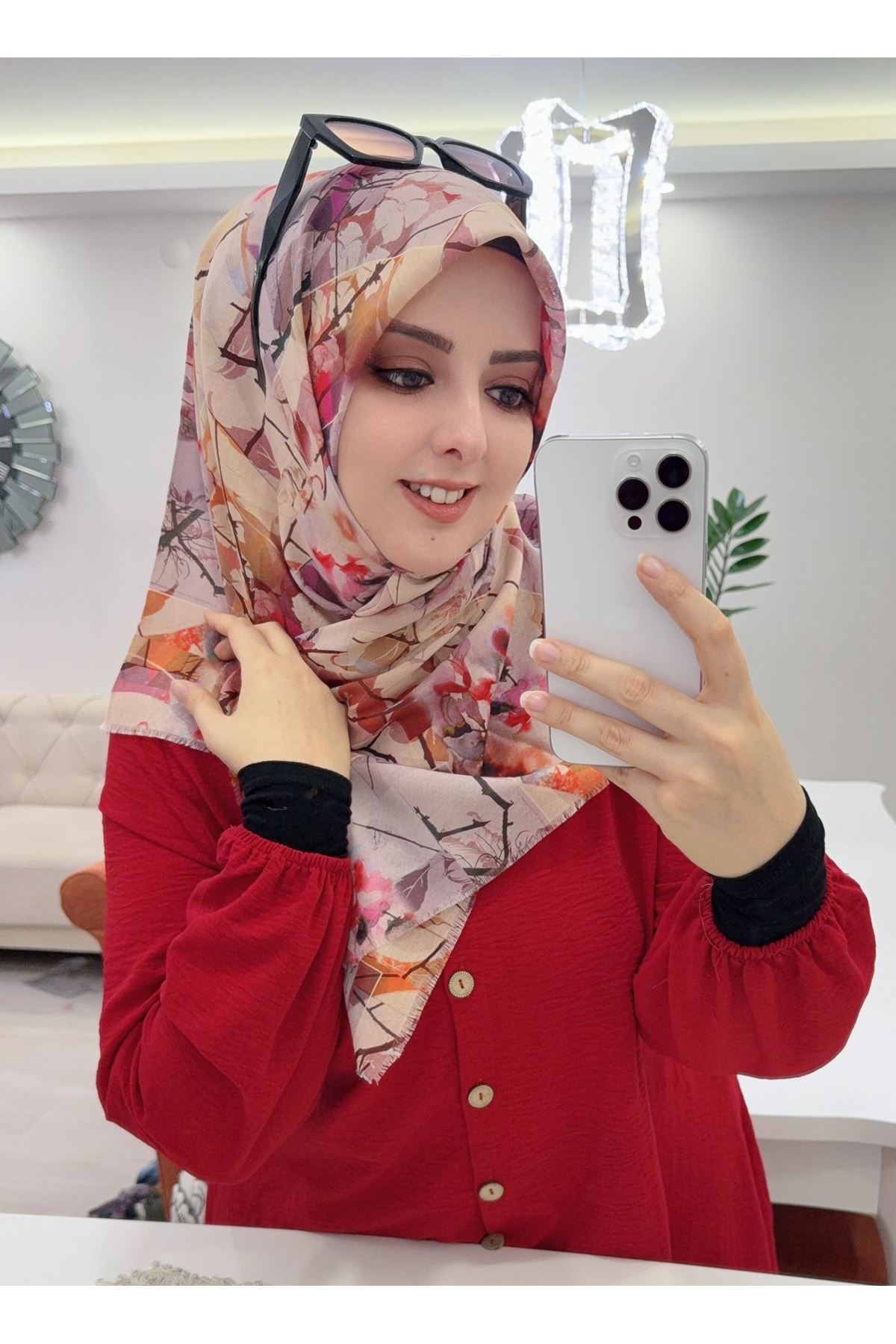 Rüya Koton Eşarp Yaprak Modeli