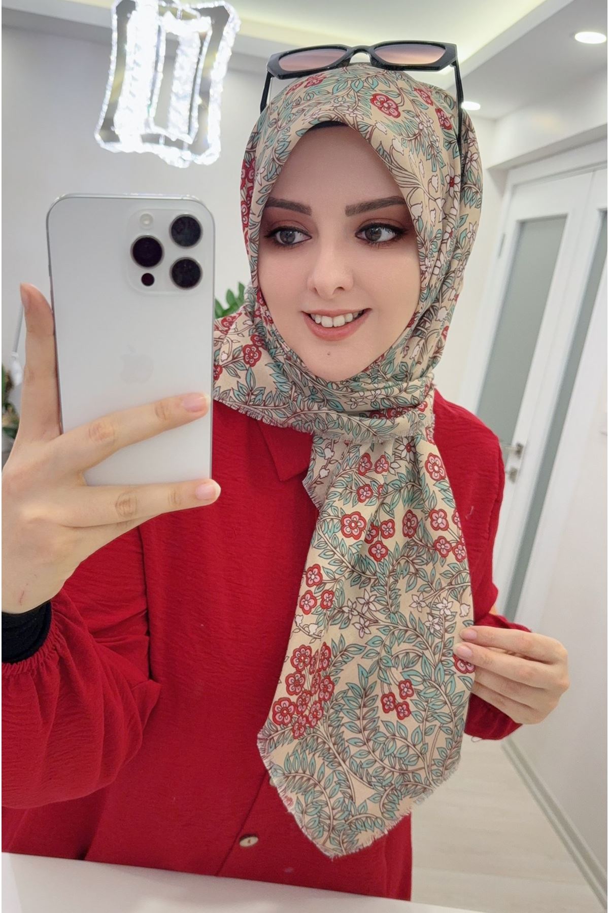 Rüya Koton Eşarp Etnik Çiçek Desen