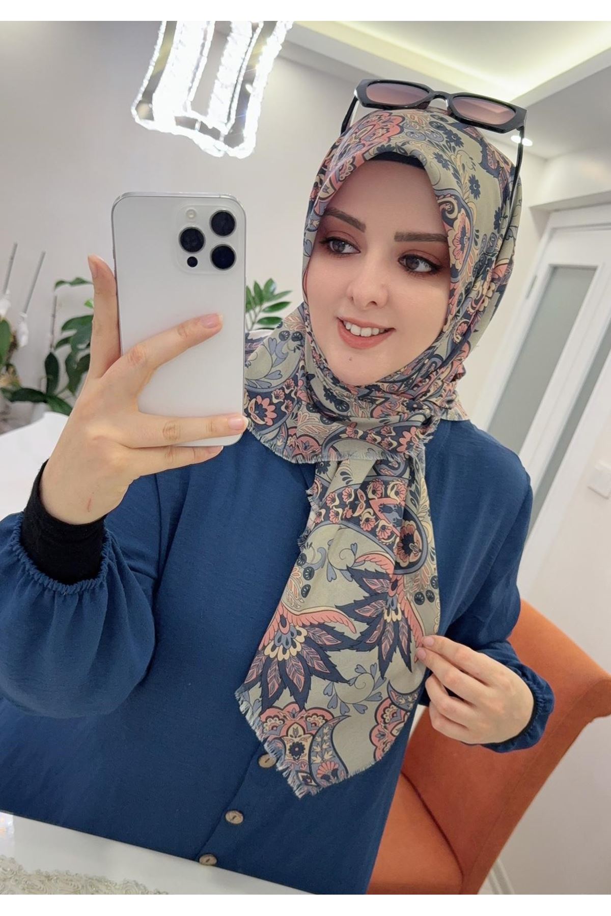 Rüya Koton Eşarp Etnik Desen