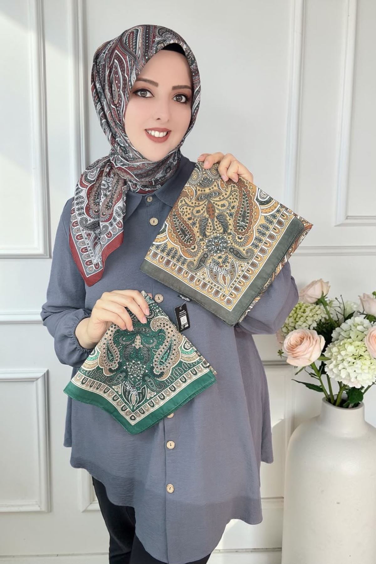 Rüya Lina Etnik Etro Desen Soft Eşarp Kod : 3225
