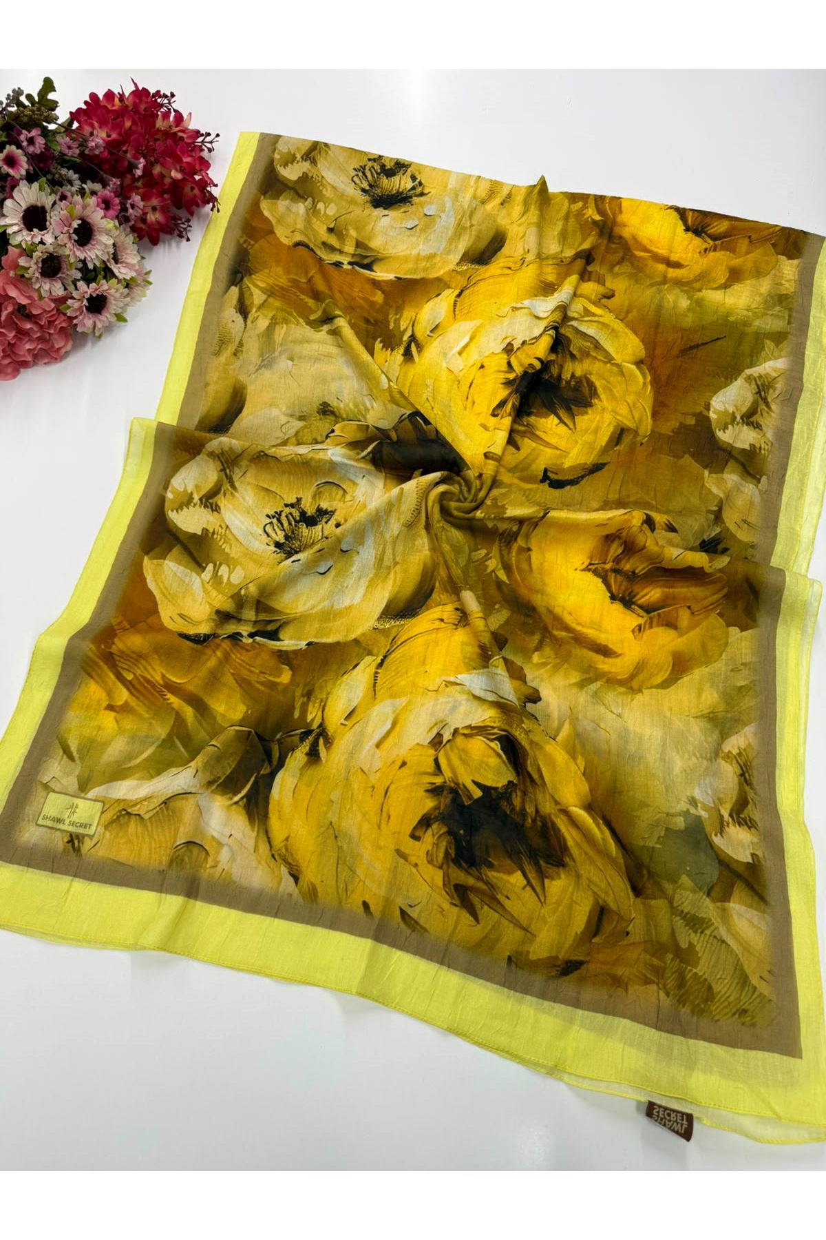 Rose Desen Pamuklu Kraş Şal Kod : 8254