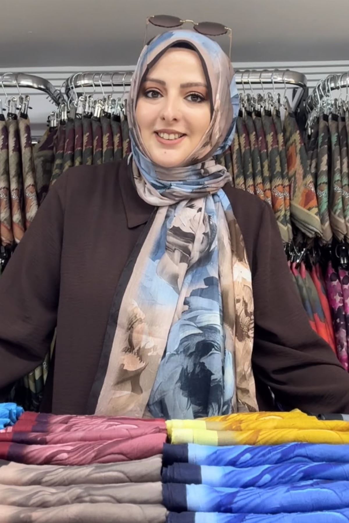 Rose Desen Pamuklu Kraş Şal Kod : 8254