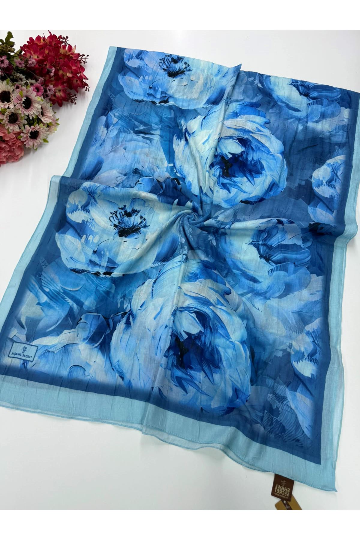 Rose Desen Pamuklu Kraş Şal Kod : 8254