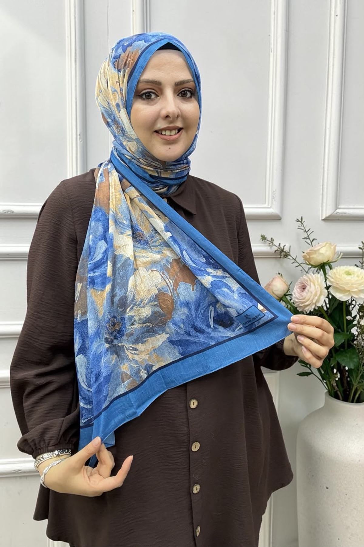 Açelya Desen Pamuklu Kraş Şal Kod : 1151