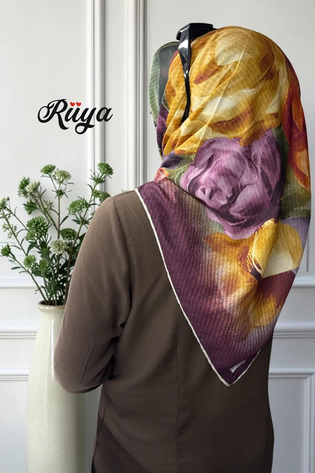Rose Desen Organik Eşarp Kod:5566 