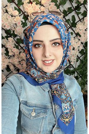 Rüya Koton Eşarp Mavi Etnik