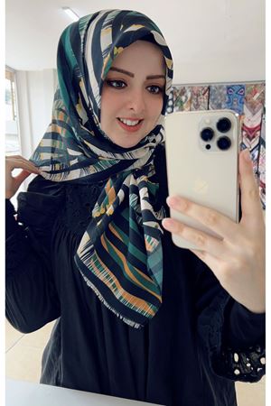 Rüya Koton Eşarp Meşhur Yeşil Zebra