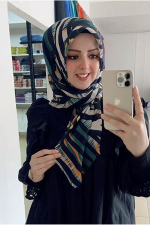 Rüya Koton Eşarp Meşhur Yeşil Zebra