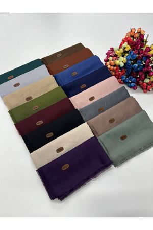 Tek Renk Koton Eşarp (Bal Peteği-Gri)