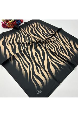 Belinda Zebra Desen Twill Eşarp (vizon-siyah)