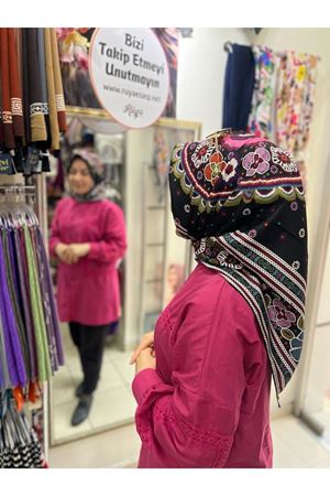 Rüya Çiçek Desen Twill Eşarp Kod: 6767