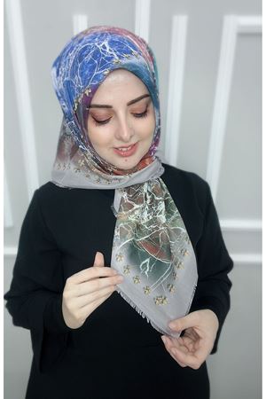 Rüya Koton Eşarp Renkli Mermer
