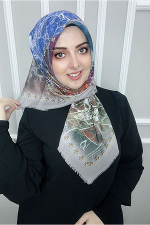 Rüya Koton Eşarp Renkli Mermer