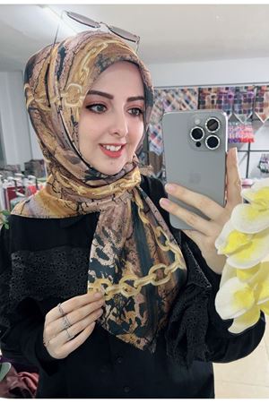 Rüya Koton Eşarp  Sarı Zincir