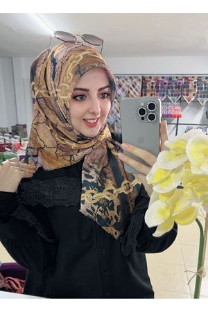 Rüya Koton Eşarp  Sarı Zincir