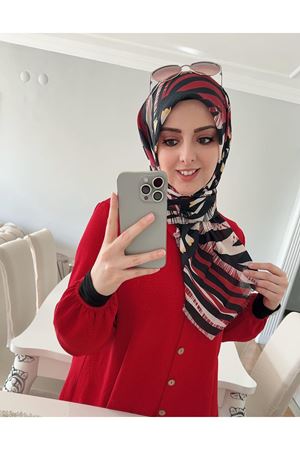 Rüya Koton Eşarp Meşhur Zebra Bordo