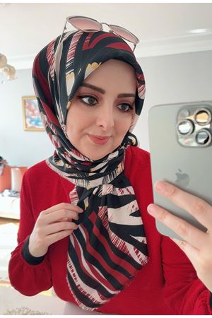 Rüya Koton Eşarp Meşhur Zebra Bordo