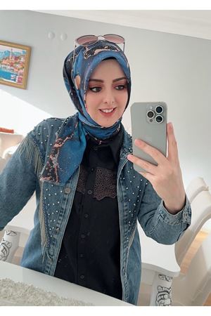 Rüya Koton Eşarp Alsu Modeli Koyu Mavi