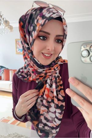 Rüya Koton Eşarp Renkli Leo Modeli