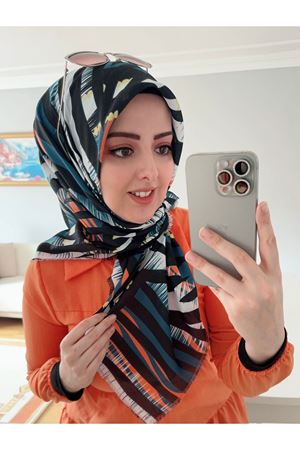 Rüya Koton Eşarp Meşhur Zebra Petrol