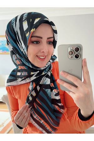 Rüya Koton Eşarp Meşhur Zebra Petrol