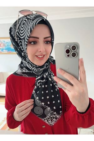 Rüya Koton Eşarp Siyah Beyaz Model