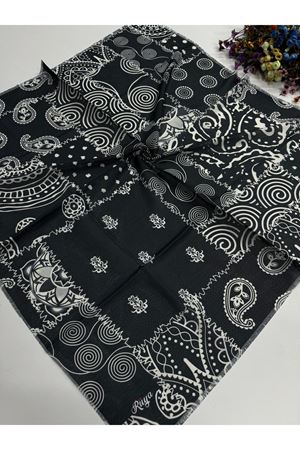 Rüya Koton Eşarp Siyah Beyaz Model