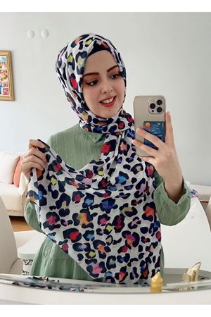 Rüya Leopar Desen Pamuk Soft Şal  kod:6733
