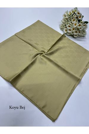 Monogram Desen Jakar Eşarp Koyu Bej
