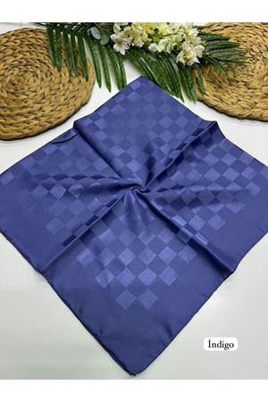 Dama Desen Jakar Eşarp İndigo