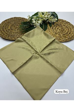 Halka Desen Jakar Eşarp Koyu Bej