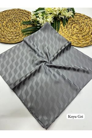 Suyolu Desen Jakar Eşarp Koyu Gri  