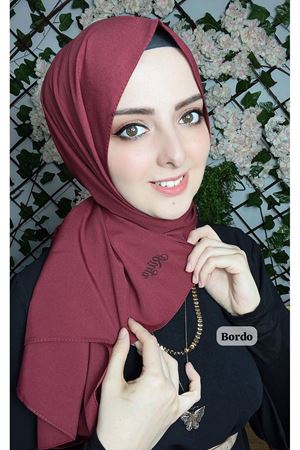 İnce Medine İpeği Şal Bordo