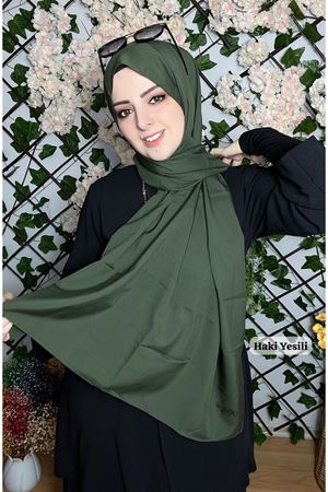 İnce Medine İpeği Şal Haki Yeşili