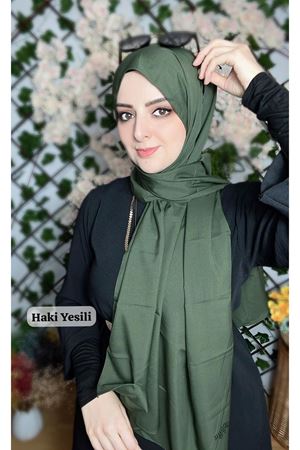 İnce Medine İpeği Şal Haki Yeşili