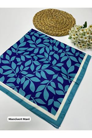 Yaprak Desen Soft Eşarp Morcivert Mavi